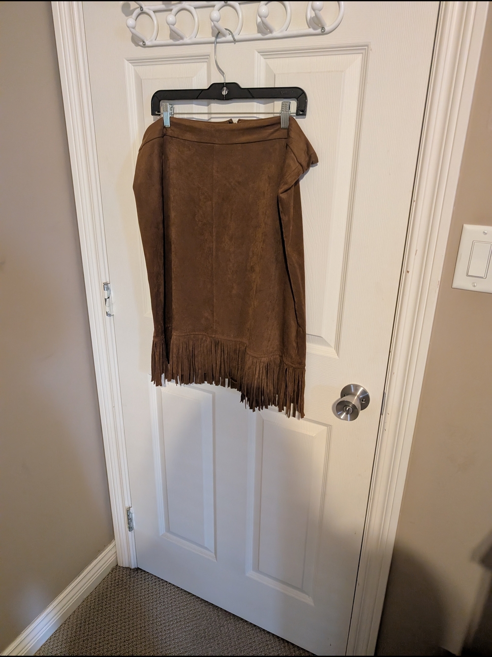 Dex Brown Faux Suede Fringe Mini Skirt